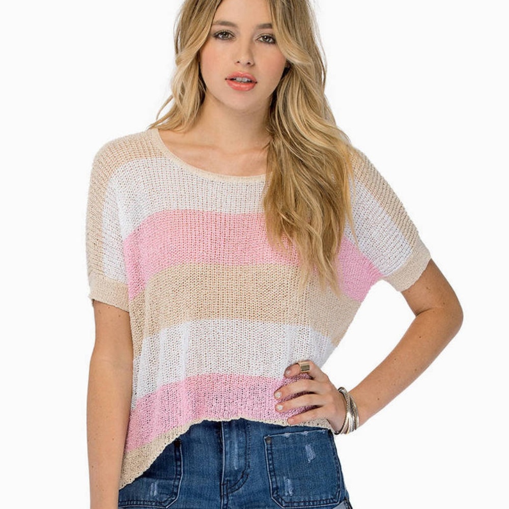 NWT Tobi Yikes Stripes Pink Multi Sweater